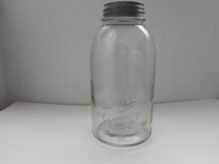 Vintage Drey Perfect Mason Clear Half Gallon Fruit Jar With Zinc Lid - 9 1/2 "