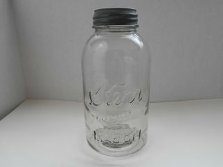 Vintage Kerr Mason Clear Half Gallon Fruit Jar - " Self Sealing " - Aug.  31,  1915