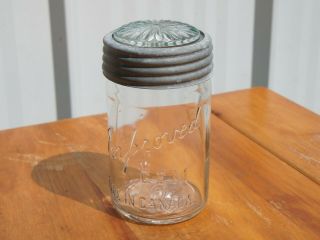 Vintage Improved Gem 1 Pint Canning Jar - Made In Canada - Clear Glass W/ Lid