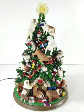 Rare Danbury English Bulldog Lighted Christmas Tree With Bone Star