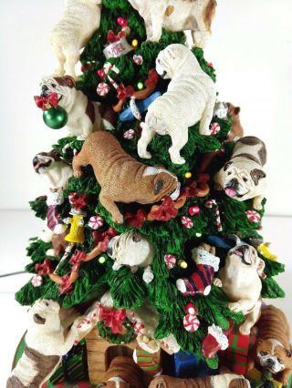 Rare Danbury English Bulldog Lighted Christmas Tree with Bone Star 3
