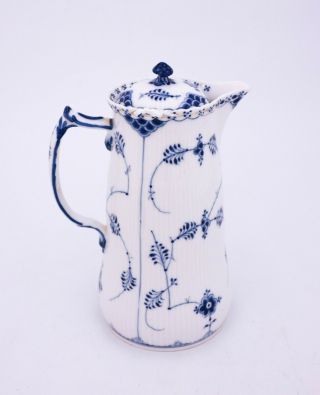 Unusual Chocolate Pot 1029 - Blue Fluted - Royal Copenhagen Full Lace -