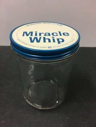 Vintage Large Wide Mouth Glass Jar Kraft Miracle Whip Salad Dressing W/metal Lid