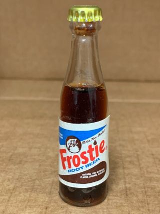 Vintage Frostie Root Beer Miniature Soda Bottle Paper Label @look@ 3”