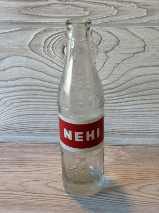 Vintage Nehi Clear Glass Bottle Red & White Logo 7 Oz Royal Crown Bottling Co.