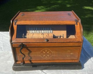 Antique Concert Roller Organ Hand Crank Bellows Wind Music Box With 1 Corn Cob