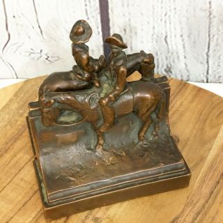 Galvano Electroformed Bronze Clad Antique Bookends The Cowpuncher Western Cowboy
