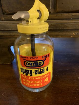 Vintage Ortho Spray - Ette 4 Complete Sprayer 6oz.  Glass Jar Bottle