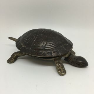 Vintage Antique Cast Iron Turtle Hotel Desk Bell Marked Tortoise Buy It Now