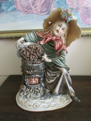 Capodimonte Italy Of Art Tiziano Galli Sculpture Figurine Girl Coffee Bean