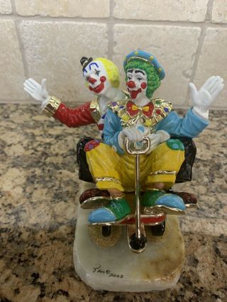 Ron Lee Clowns " Wagonettes " Signed,  24k Plated (c.  S)