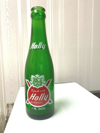 Vintage Soda Pop Beverage Bottle - Acl - Holly,  Youngstown,  Ohio - 7 Oz