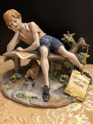 Boy On Bench Figurine Benacchio Triade - Numbered And Stamped - So Life Like