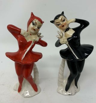 Vintage She Devil Ballerina Girls Salt Pepper Shakers " Anthroporphic " Enesco