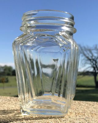 Vintage Ornate Clear Glass Jar 3 1/2 X 5 1/4” Patent No 86221 No Lid