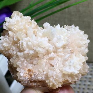 Rare Natural Cubic White Yellow Calcite Quartz Crystal Mineral Specimen K771
