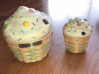 Longaberger Large Cupcake And Little Cupcake Basket Set Collector 