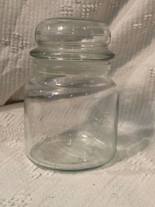 Vintage Clear Glass Apothecary Canister Jar Bubble Lid Candy Craft 6” Height