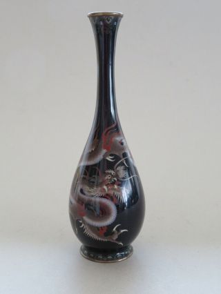 Fine & Perfect Japanese Cloisonne Vase With Dragon,  Meiji Period - - - -