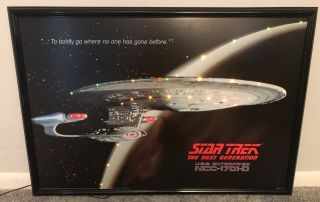 1991 Star Trek Next Generation Uss Enterprise 1701 - D Led Lighted Wall Poster Vtg
