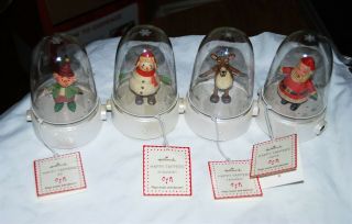 Set Of 4 Hallmark 2008 " Happy Tappers " - Dancing Santa,  Snowman,  Elf & Reindeer