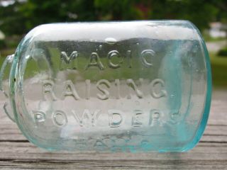Nashua,  N.  H.  Magic Raising Powders Bottle - Hall & Mansfield - Jar - As - Is