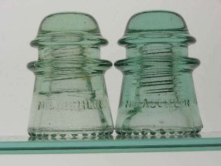 Two Cd 122 [10] Mclaughlin // No.  16 Glass Insulators,  Lime And Light Green