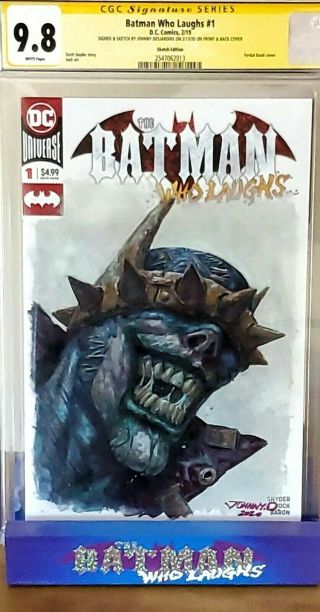 Batman Who Laughs 1 Blank Cgc Ss 9.  8 Signed Oil Paint Sketch Johnny Desjardins