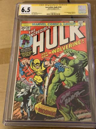 Incredible Hulk 181 Cgc 6.  5 Signed By John Romita Sr 1st Wolverine Appearance