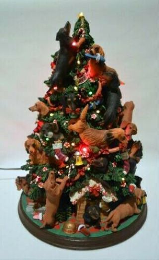 Danbury Dachshund Dog Christmas Tree Lighted Figurine Retired