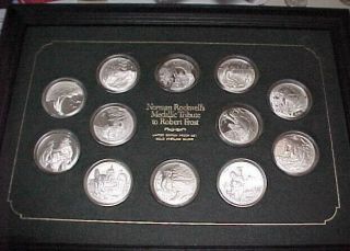 Norman Rockwell’s Medallic Tribute To Robert Frost Sterling Silver Medal Set