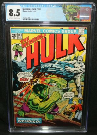 Incredible Hulk 180 - 1st App Of Wolverine In Last Page Cameo - Cgc 8.  5 - 1974