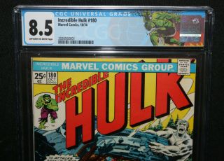 Incredible Hulk 180 - 1st App of Wolverine in Last Page Cameo - CGC 8.  5 - 1974 2