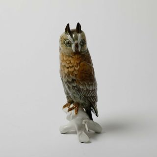 Karl Ens Porcelain Long Eared Owl Figurine Large 10.  25 " Tall German Porzellan
