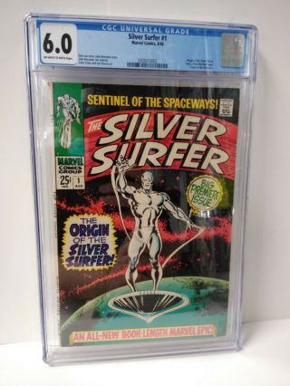 Silver Surfer 1 Cgc 6.  0 Origin Of The Silver Surfer 1968 Silver Age Key Comic