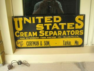 United States Cream Separators Embossed Metal Sign Tarkio Mo.