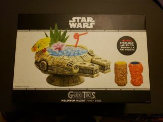 Geeki Tikis Star Wars Millennium Falcon Punch Bowl W/ Han Solo & Chewbacca Mini