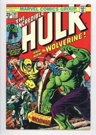 Incredible Hulk 181 Vol 1 Near Perfect 1st Wolverine W/ Marvel Stamp