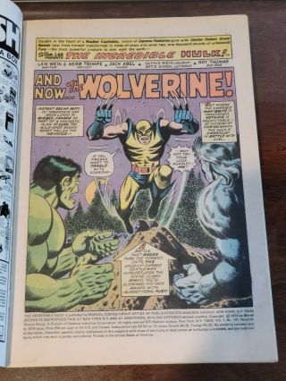 Incredible Hulk 181 Vol 1 Near Perfect 1st Wolverine w/ Marvel Stamp 3