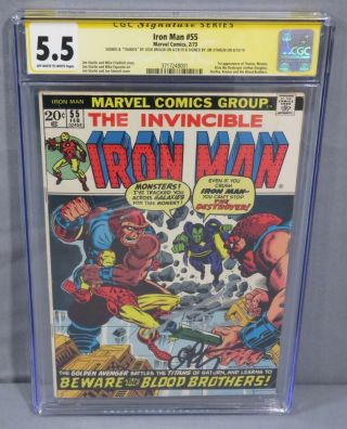 Iron Man 55 (josh Brolin & Jim Starlin Signed,  1st Thanos) Cgc 5.  5 Marvel 1973