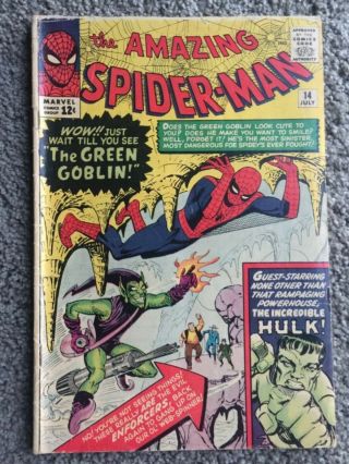 Rare 1964 Silver Age Spider - Man 14 Key 1st Green Goblin Complete