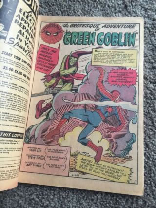 RARE 1964 SILVER AGE SPIDER - MAN 14 KEY 1ST GREEN GOBLIN COMPLETE 3