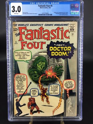 Fantastic Four 5 Cgc 3.  0 White Pages 1st App Doctor Doom