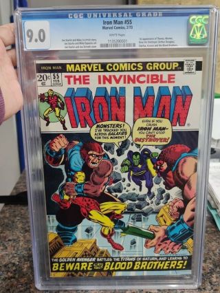 Marvel Comics Iron Man 55 Cgc 9.  0 1st App Of Thanos Drax White Pages Avengers