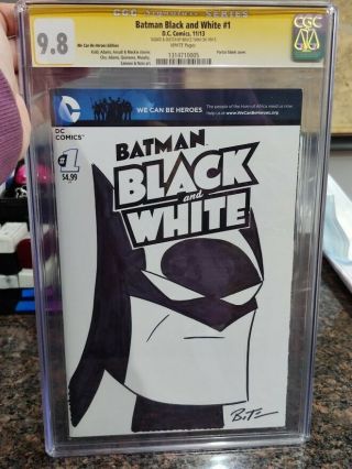 Dc Comics Batman Black And White 1 Cgc 9.  8 Signed Sketched By Bruce Timm Art