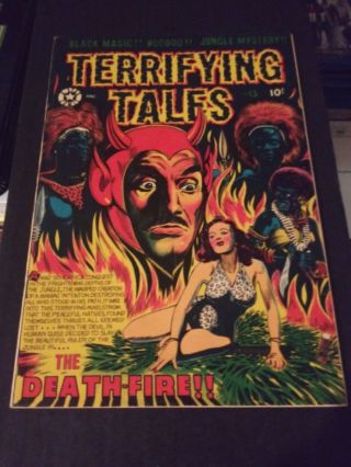 Terrifying Tales 13.  Star Publications 1953 Classic Devil Cover By L.  B.  Cole
