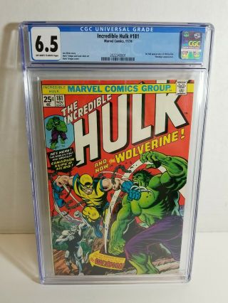 1974 Marvel Comics - Incredible Hulk 181 Cgc 6.  5 Ow - Wp 1st Wolverine Appearance