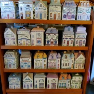 Full Set Of 24 Lenox Spice Village Canisters (1989) With Rack