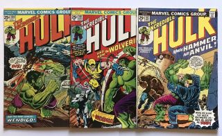 Marvel The Incredible Hulk 180 181 182 1st App Wolverine Trilogy,  No Mvs Vg 353
