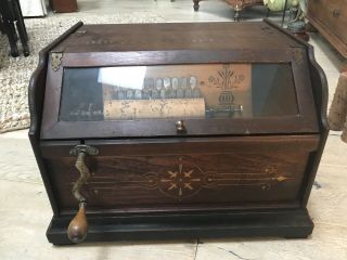 1887 Concert Roller Organ Hand Crank Victorian Music Box Including 15 Rollers